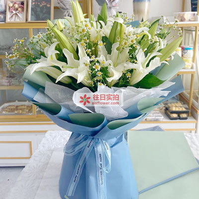 娄底8支白色多头百合洋甘菊，互倾的思念